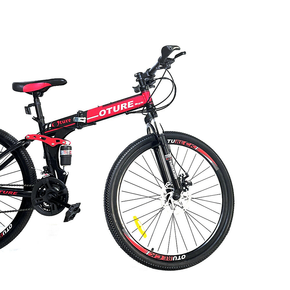 Mountain Bike 26'' Spoke Wheels Dual Suspension Folding 21 Speed MTB Bicycle - Fresh Stock Dated January 2026