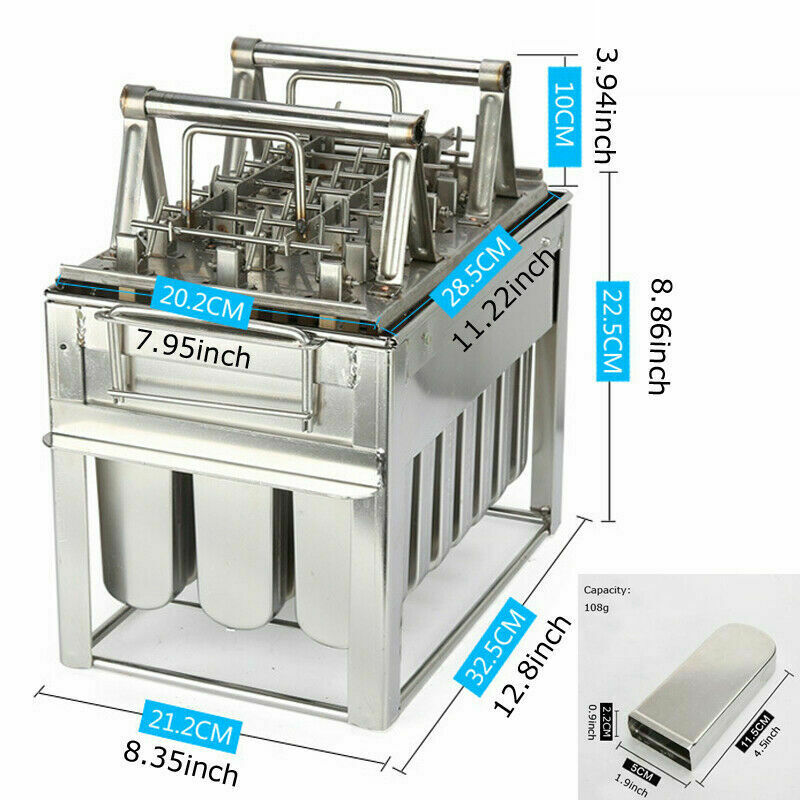 24 pcs Stainless Steel Ice Pop Mold Ice Lolly Home Making Ice Cube Tray - Fresh Stock Dated February 2026