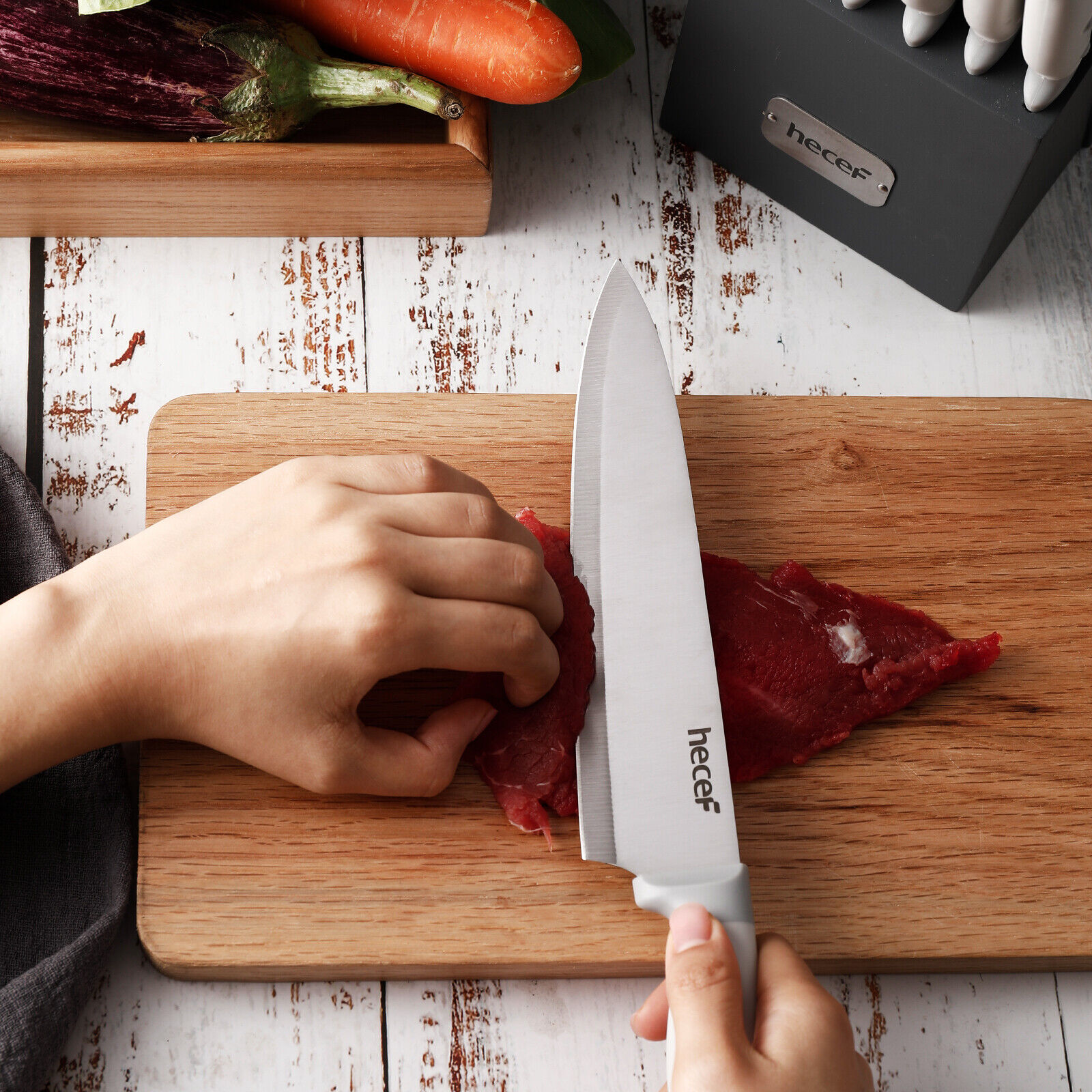 14 PCS Kitchen Knife Block Set With Wooden Block Stainless Steel Cutlery Set - Fresh Stock Dated February 2026