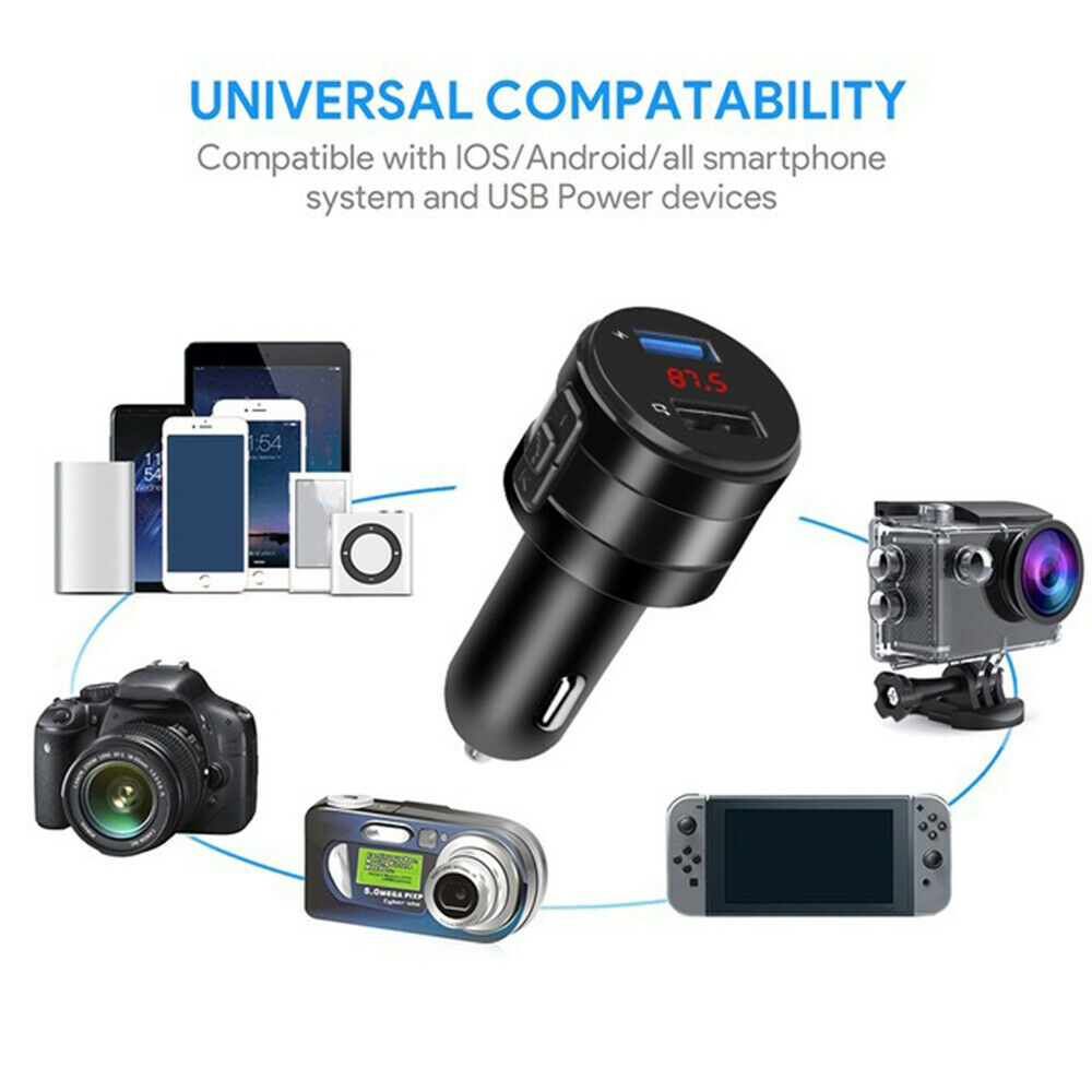 Fm Transmitter Bluetooth 4.2 Wireless Car Usb Charger Handsfree Kit Mp3 Player - Fresh Stock Dated December 2025