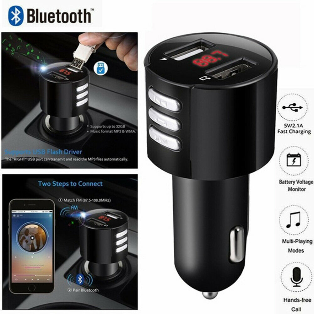 Fm Transmitter Bluetooth 4.2 Wireless Car Usb Charger Handsfree Kit Mp3 Player - Fresh Stock Dated December 2025