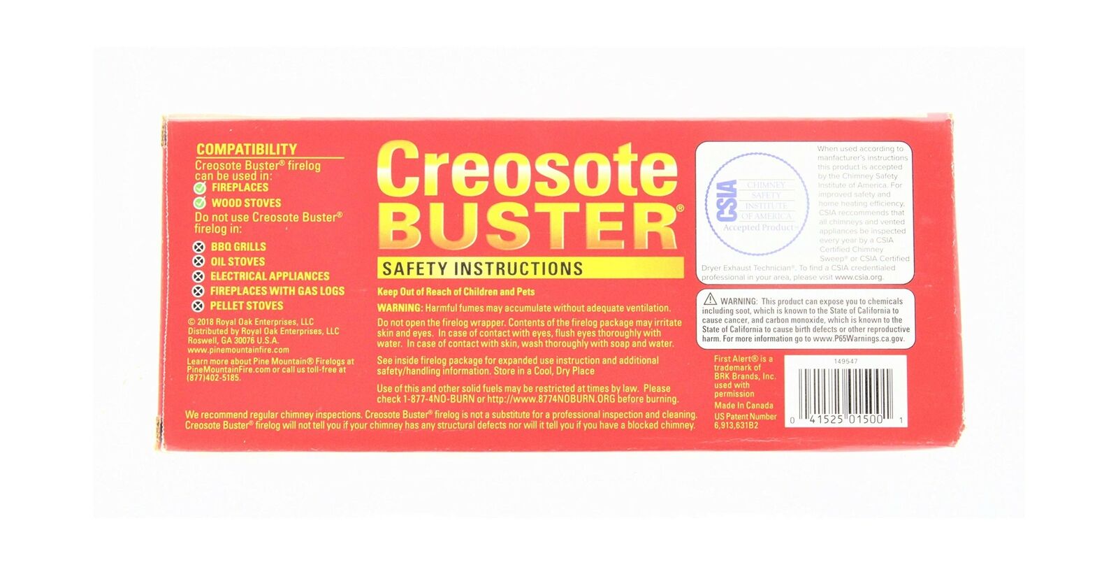 Pine Mountain Creosote Buster Safety Firelog - Pack of 2 - Fresh Stock Dated January 2026