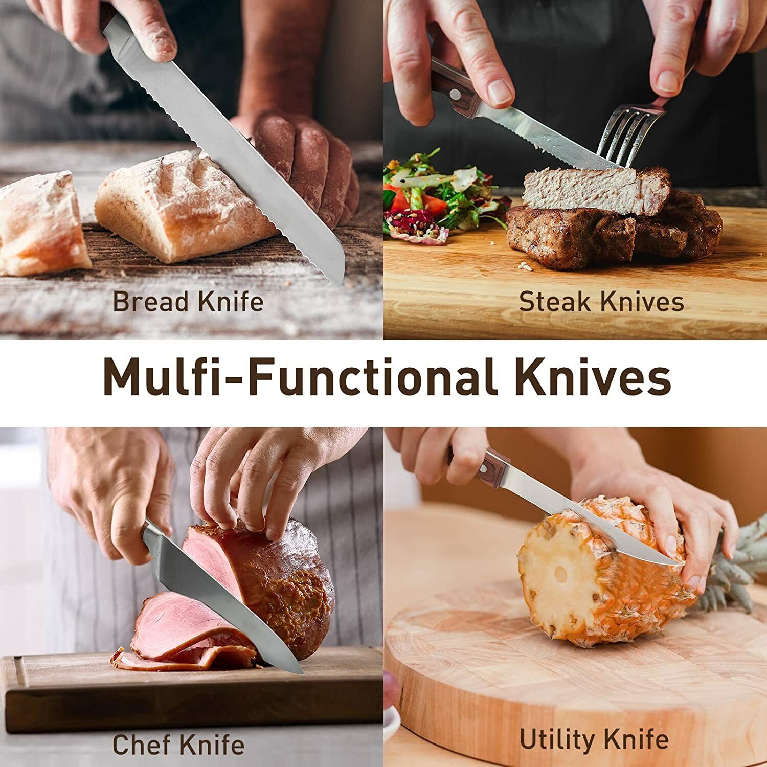 Knife Set,15 Pieces Premium Kitchen Knife Set, Ultra-Sharp German Stainless - Fresh Stock Dated February 2026