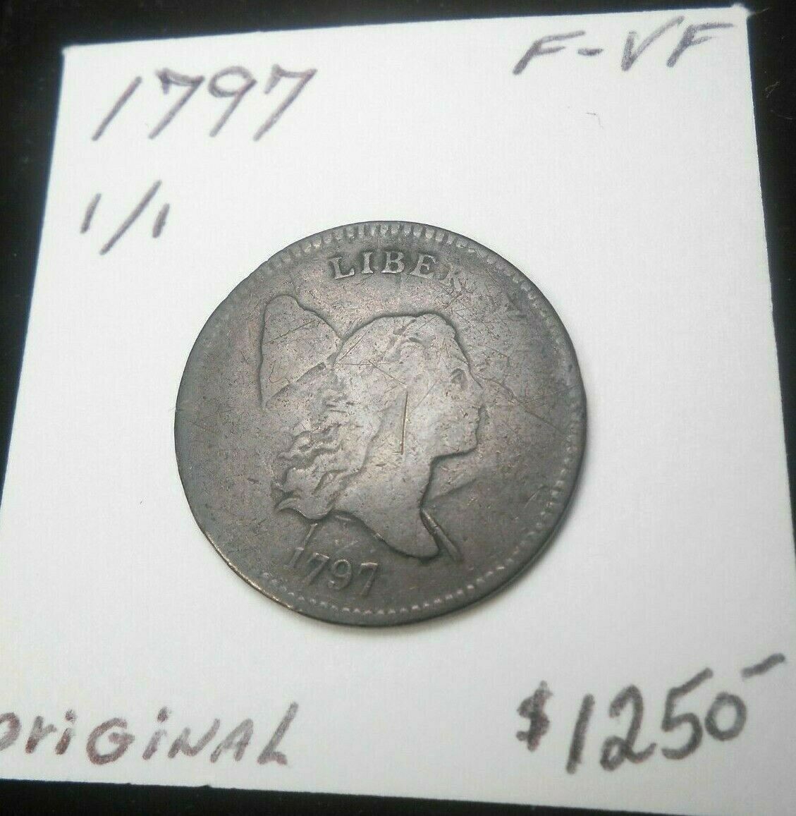 1797 1/1 FLOWING HAIR HALF CENT ORIGINAL! NEVER CLEANED FINE - V.FINE MAKE OFFER - Fresh Stock Dated December 2025