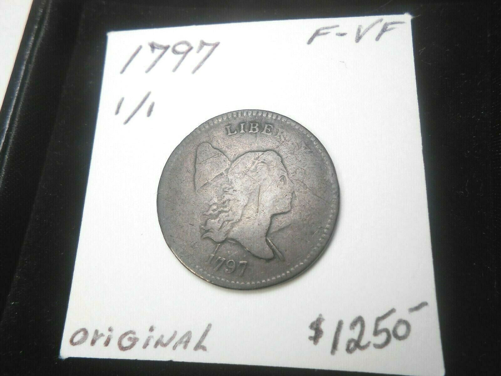 1797 1/1 FLOWING HAIR HALF CENT ORIGINAL! NEVER CLEANED FINE - V.FINE MAKE OFFER - Fresh Stock Dated December 2025
