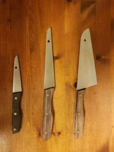 Vintage LA BORDE Set of 3 Stainless Steel Knives - Wood 3-Pin Handle -Japan Made - Fresh Stock Dated January 2026