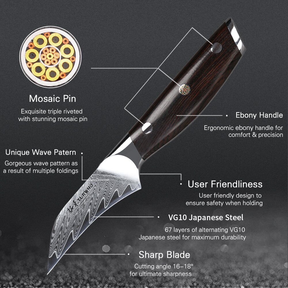 8Pcs TURWHO Kitchen Chef Knife Santoku Bread Japanese VG10 Damascus Steel Knife - Fresh Stock Dated January 2026
