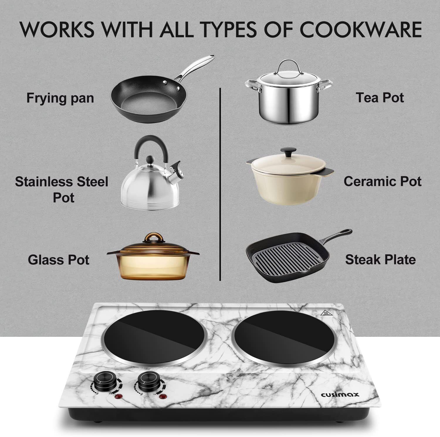 Estufa Cocina Electrica De 2 Hornillas Portatil Para Casa Apartamento Campamento - Fresh Stock Dated February 2026