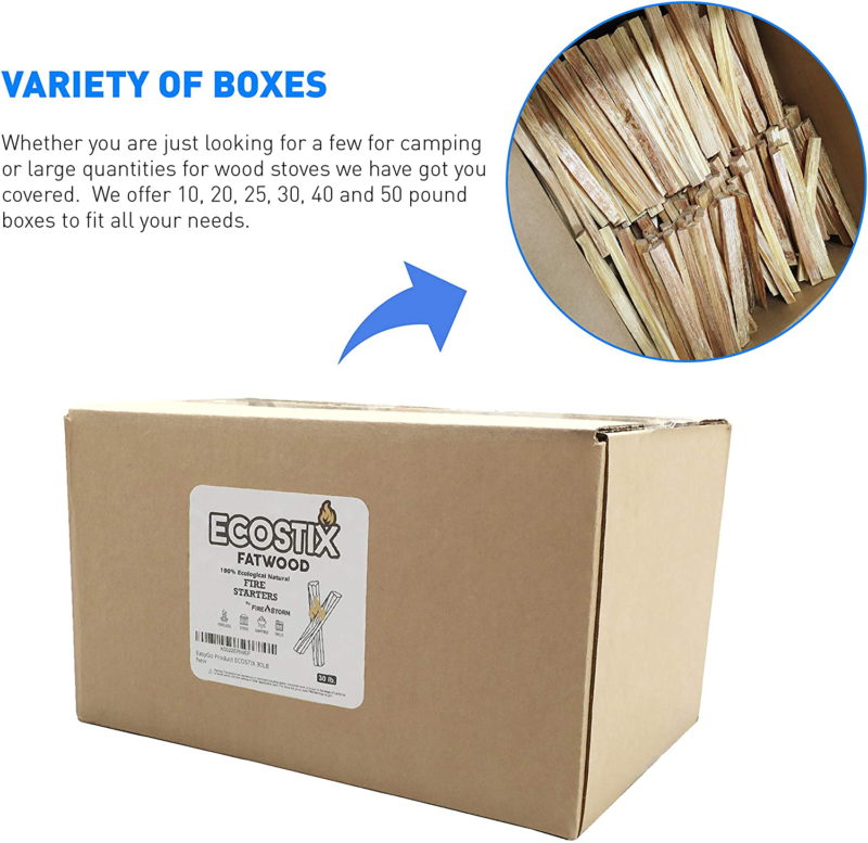 Easygoproducts Approx. 120 Eco-Stix Fatwood Starter Kindling Firewood Sticks Woo - Fresh Stock Dated December 2025