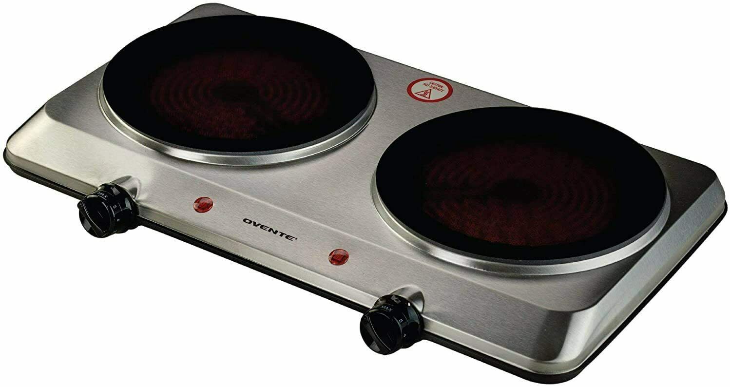 Ovente Hot Plate Electric Countertop Infrared Stove 7.5 Inch Silver BGI20 Series - Fresh Stock Dated January 2026