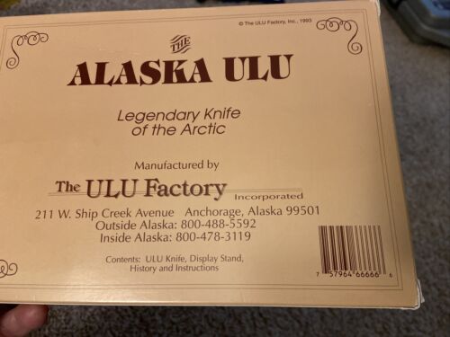 NEW Alaska ULU Legendary Knife Of The Arctic-the Ulu Factory, 1993, Stand, Instr - Fresh Stock Dated January 2026