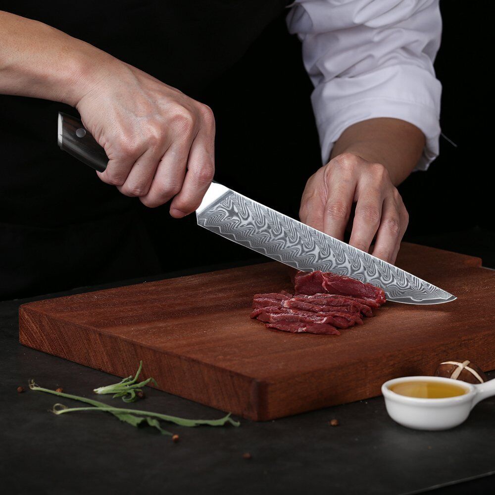 TURWHO 8inch Slicing Knife Japanese VG10 Damascus Steel Kitchen Carving Knives - Fresh Stock Dated January 2026