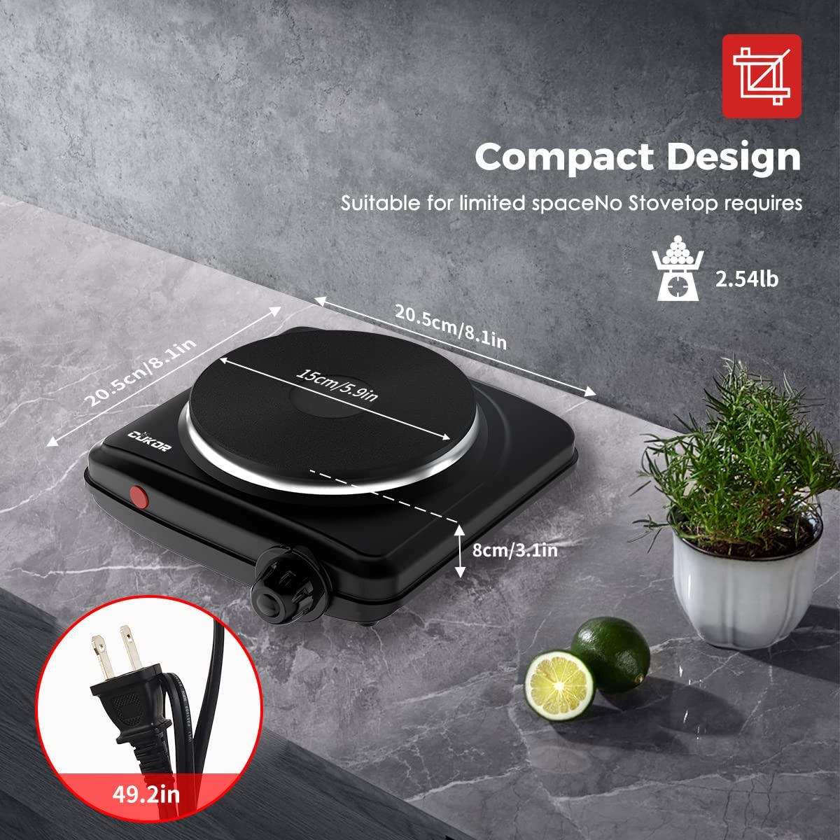 CUKOR Hot Plate,Electric Single Burner for Cooking, Portable Electric Stove, Ele - Fresh Stock Dated February 2026
