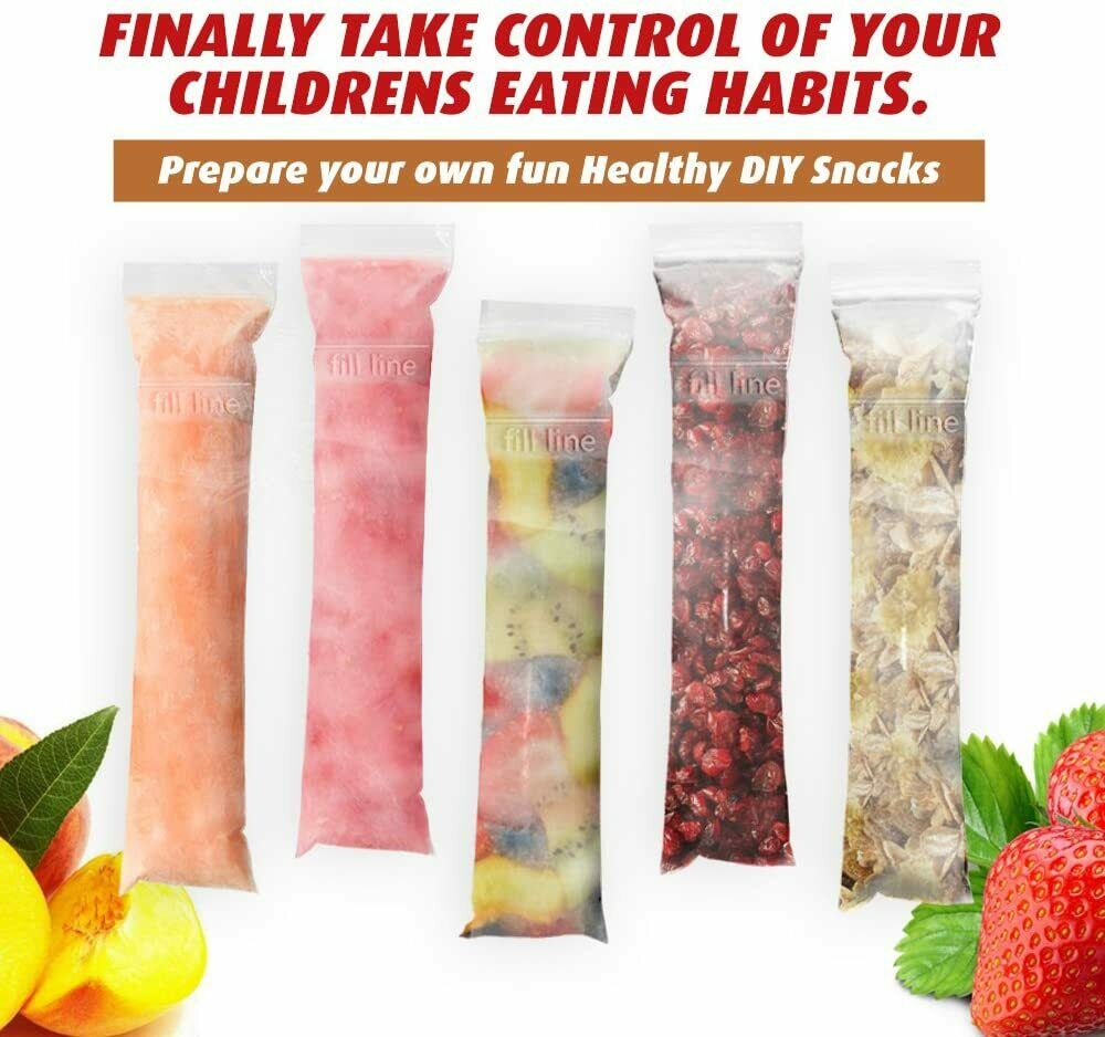 125 Ice Candy Popsicle Disposable Ice Pop Bags Ziplock Freezer Bag - Fresh Stock Dated February 2026