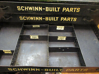 RARE COLLECTABLE VINTAGE ANTIQUE SCHWINN-BUILT PARTS PIN CABINET DRAWER TOOL BOX - Fresh Stock Dated December 2025