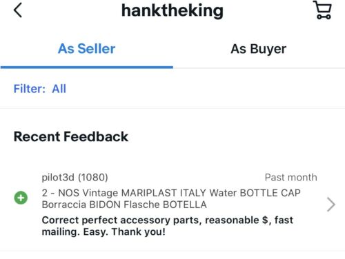 2 - NOS Vintage MARIPLAST ITALY Water BOTTLE CAP Borraccia BIDON Flasche BOTELLA - Fresh Stock Dated December 2025