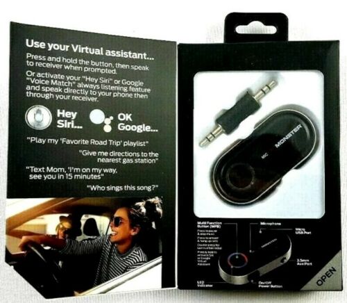 Monster Bluetooth Audio Receiver w/ Google & Siri Virtual Assistant BT 4.2 - NEW - Fresh Stock Dated January 2026