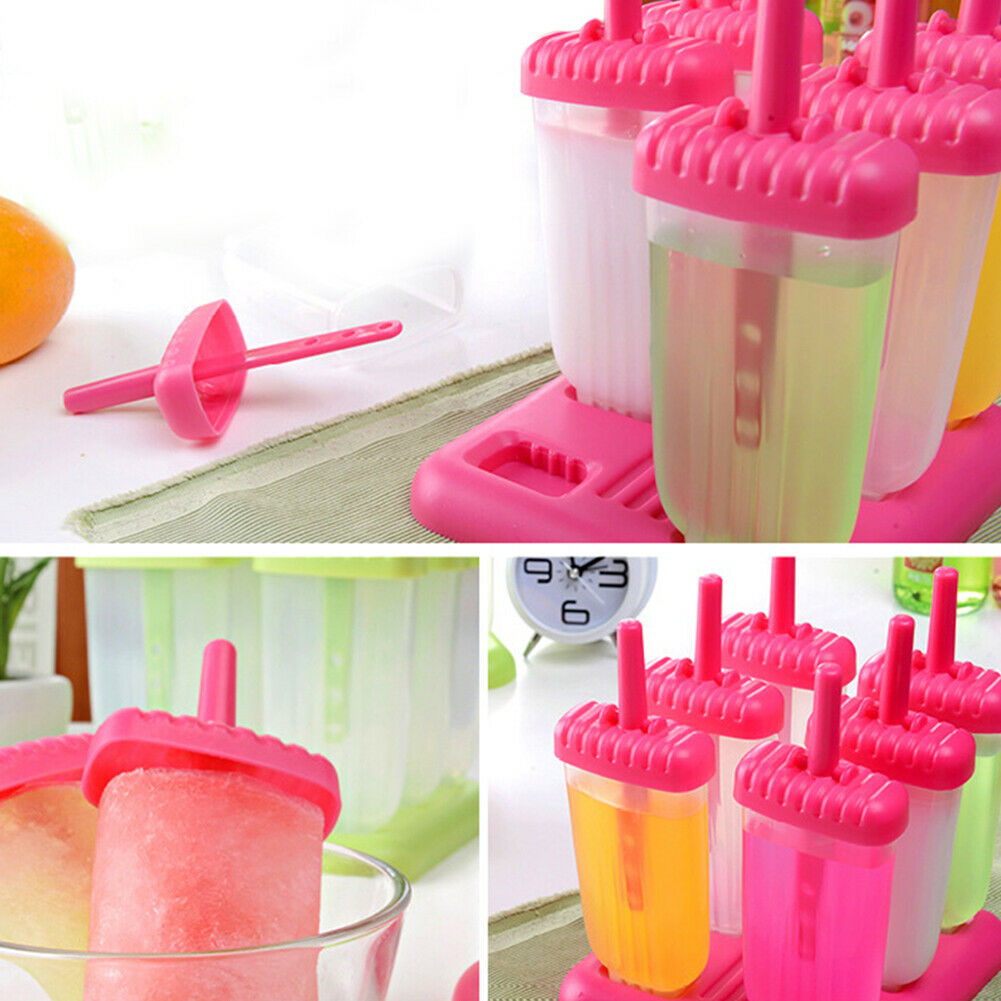6 Cells DIY Popsicle Molds Ice Cream Makers Frozen Ice-lolly Moulds (Rose) - Fresh Stock Dated February 2026
