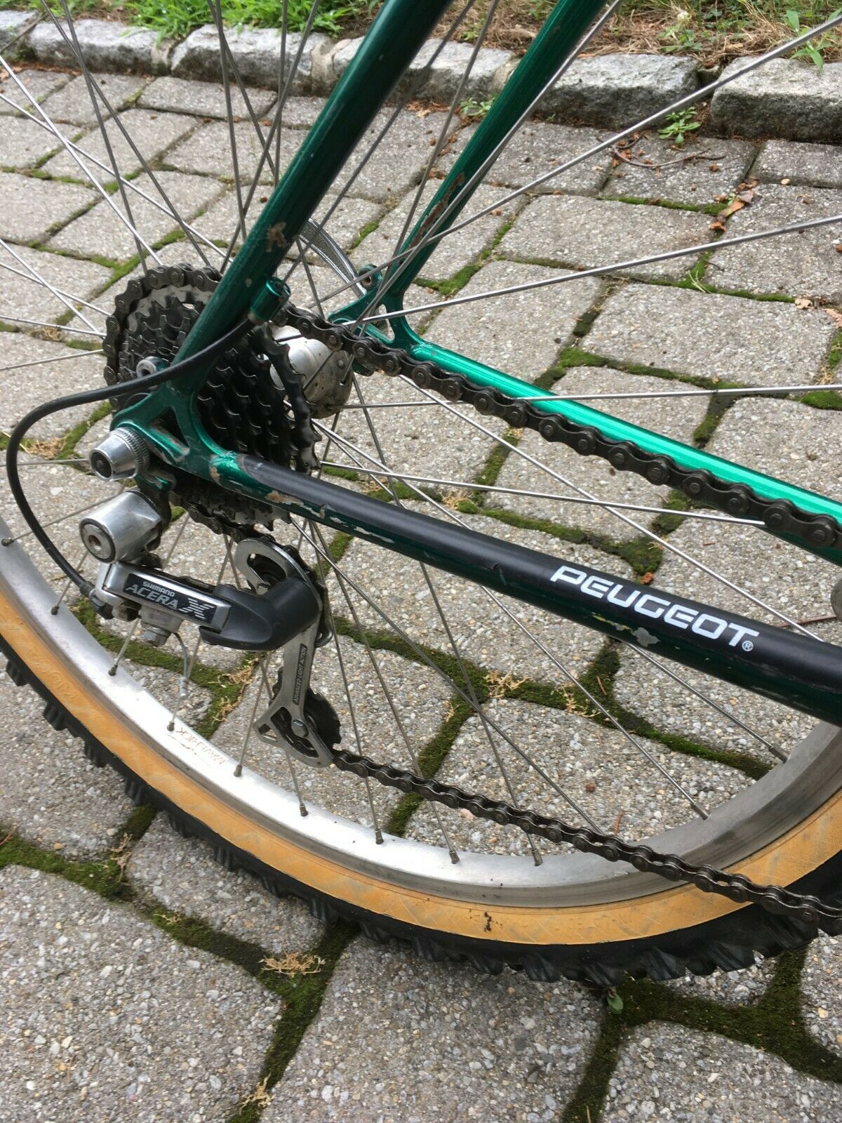 Peugeot vintage mens green racing bike mans mountain Dune racing bicycle - Fresh Stock Dated December 2025