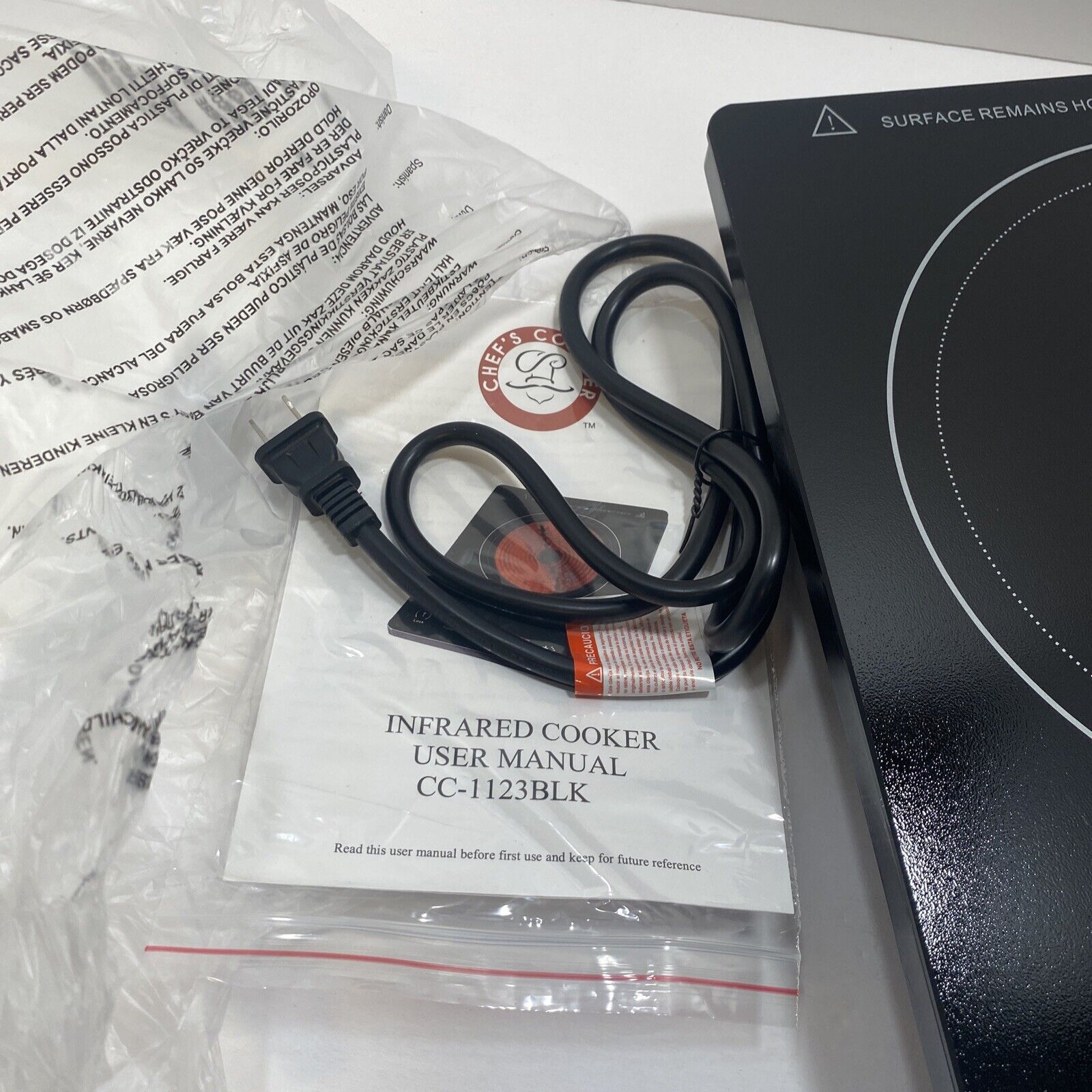 Chef's Counter CC-1123BLK Portable Infrared Electric Stovetop with Touch Control - Fresh Stock Dated February 2026