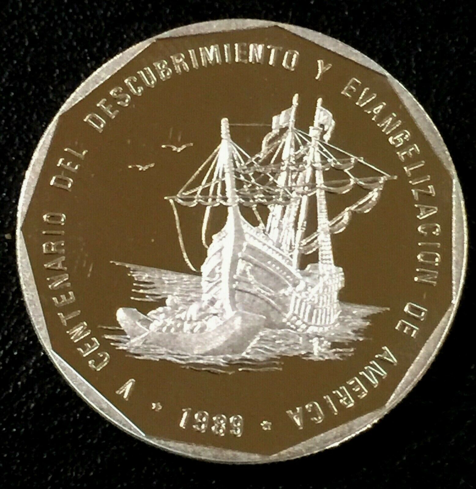 DOMINICAN REPUBLIC 1 Peso 1989 Proof Silver Evangelization - Fresh Stock Dated December 2025