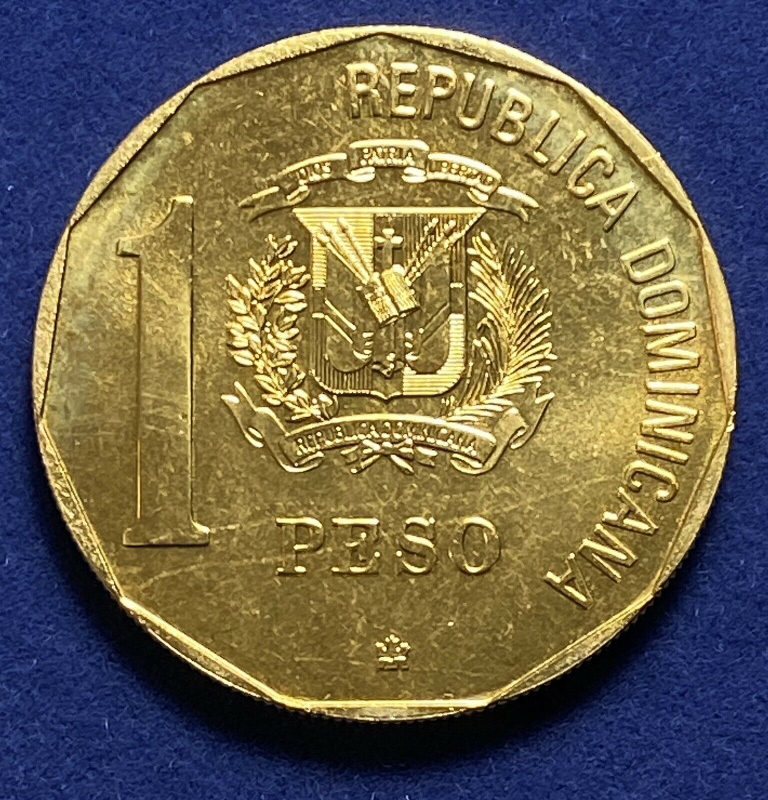 DOMINICAN REPUBLIC 1 Peso 1989  Discovery and Evangelization Gold Plated - Fresh Stock Dated December 2025