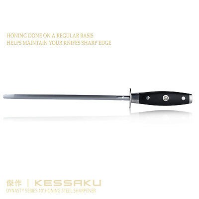 Kessaku Sharpening Steel Honing Rod Dynasty Series G10 Resin Handle 10-Inch - Fresh Stock Dated January 2026