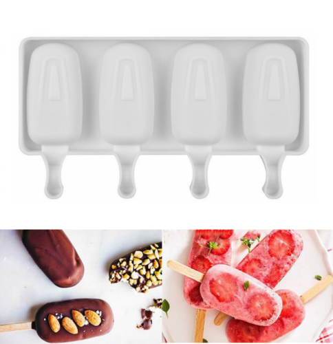 4/8 Cell Silicone DIY Frozen Ice Cream Mold Juice Popsicle Maker Lolly Mould - Fresh Stock Dated February 2026