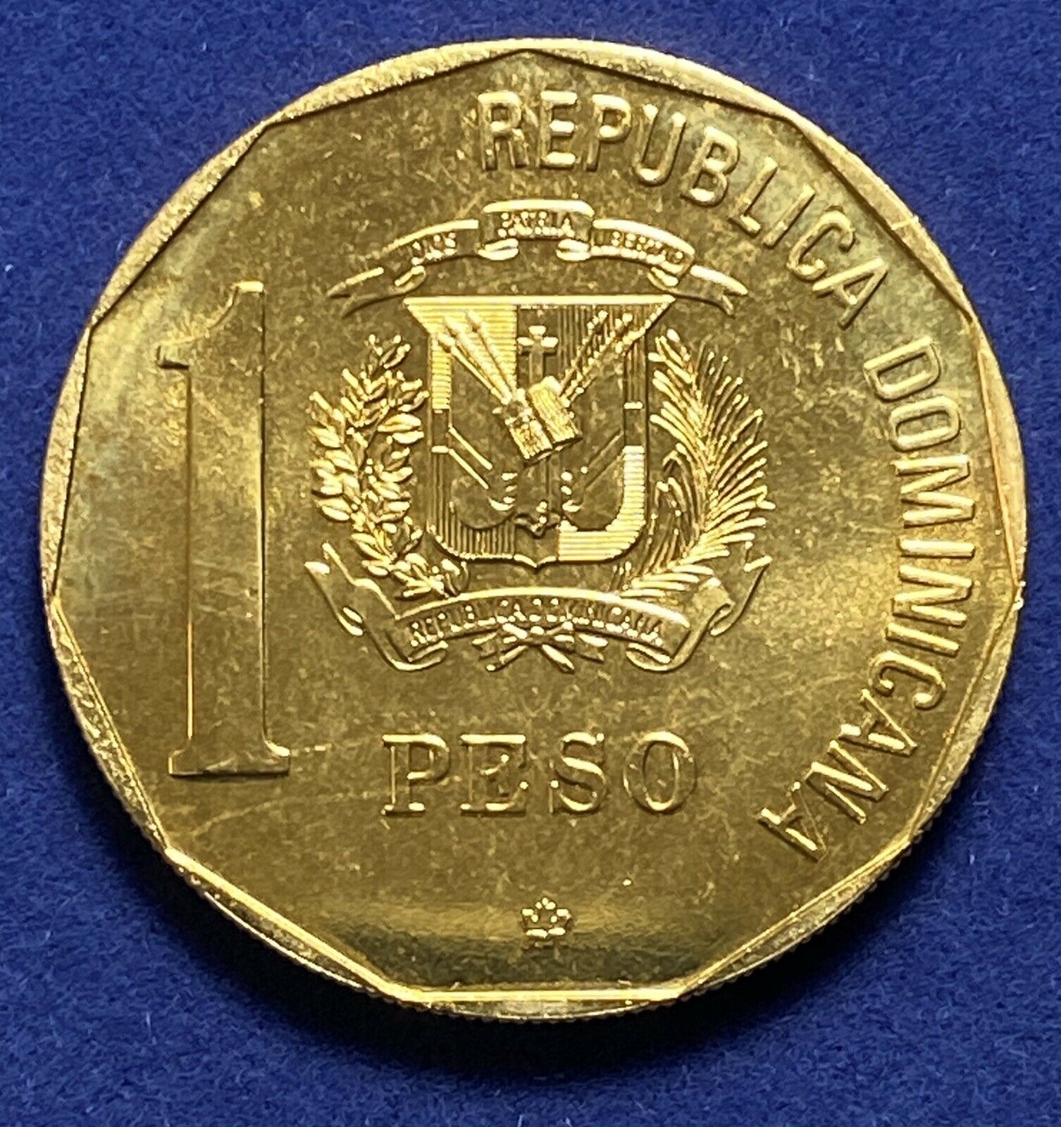 DOMINICAN REPUBLIC 1 Peso 1989  Discovery and Evangelization Gold Plated - Fresh Stock Dated December 2025