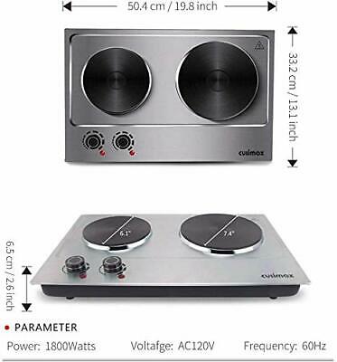 Electric Cooktop Burner Double Stove Hot Plate Countertop Portable Cooking Iron - Fresh Stock Dated February 2026