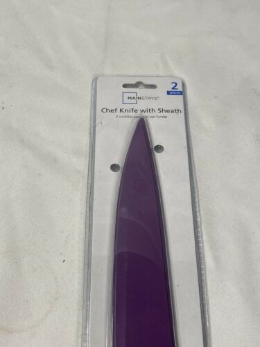mainstays purple 8 inch kitchen chef knife with sheath cover non stick blade - Fresh Stock Dated January 2026