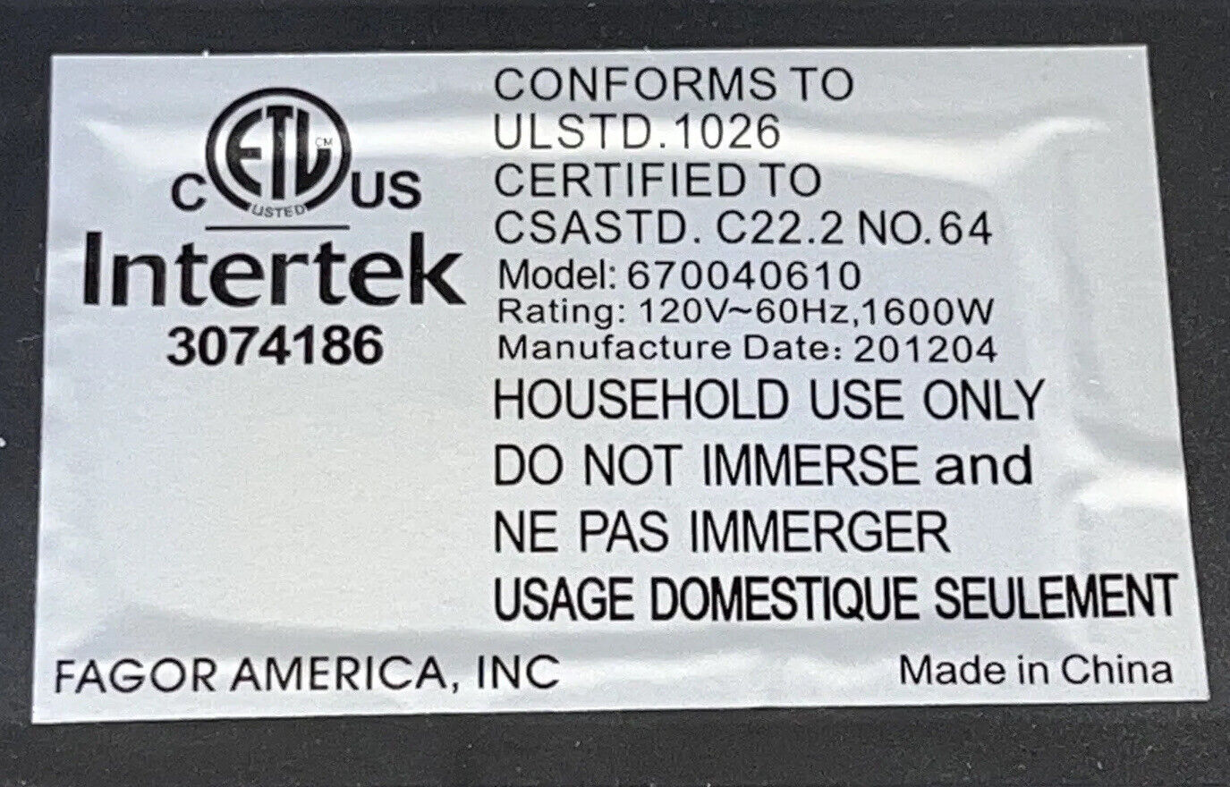 Fagor 670040610 Eco-Friendly Portable Induction Cooktop Tested And Working - Fresh Stock Dated February 2026