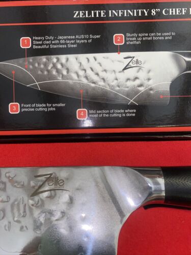 ZELITE INFINITY Chef Knife 8 Inch - Alpha-Royal Series Executive Chefs Edition - Fresh Stock Dated January 2026