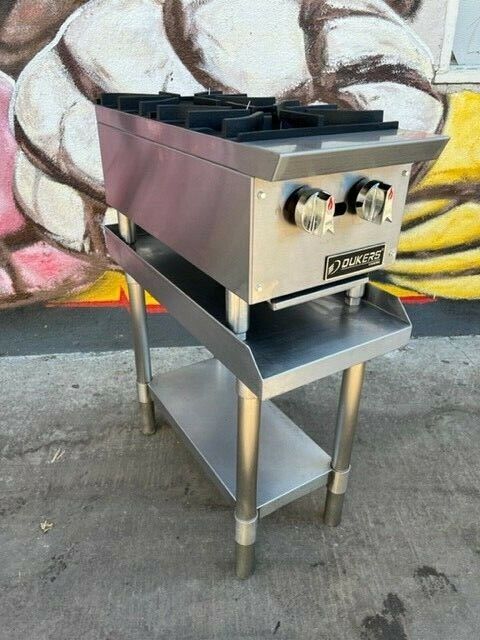 New Hot Plate 2 Burner Natural Gas Heavy Duty Stainless Steel Liftoff Cast Iron - Fresh Stock Dated February 2026