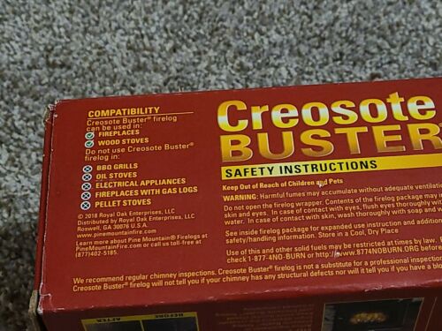 PINE MOUNTAIN CREOSOTE BUSTER CHIMNEY CLEANING FIRE LOG LOT OF 2 - Fresh Stock Dated December 2025