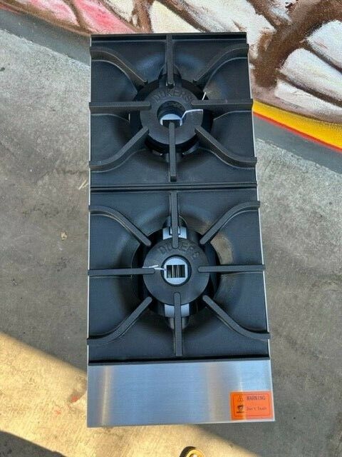 New Hot Plate 2 Burner Natural Gas Heavy Duty Stainless Steel Liftoff Cast Iron - Fresh Stock Dated February 2026
