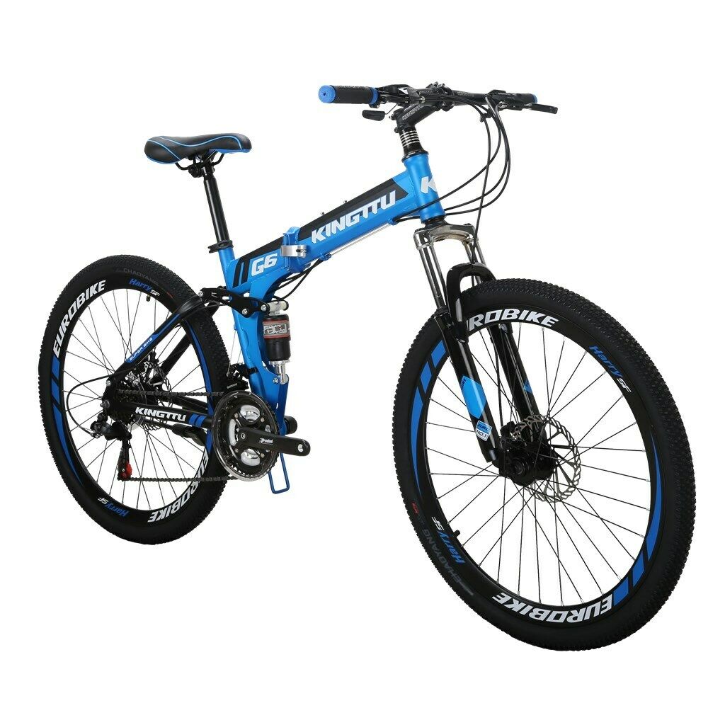 26'' Folding Mountain Bike Full Suspension Shimano 21Speed Foldable Bicycle Blue - Fresh Stock Dated December 2025