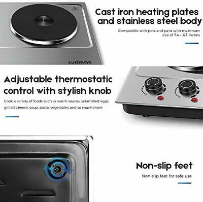 Electric Cooktop Burner Double Stove Hot Plate Countertop Portable Cooking Iron - Fresh Stock Dated February 2026