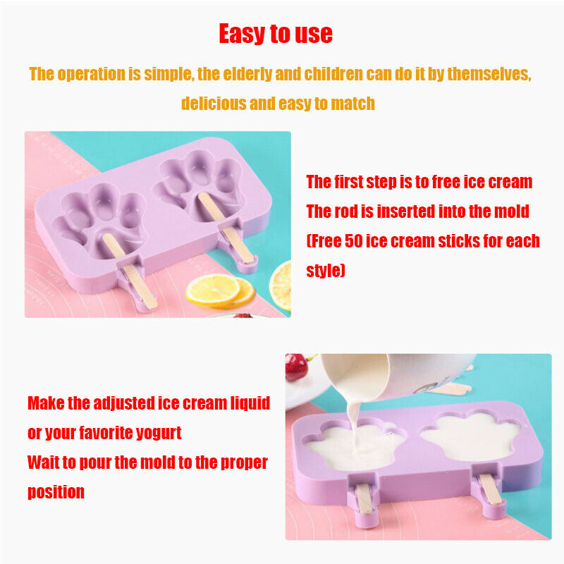 Frozen Ice Cream DIY Pop Mold Popsicle Maker Lolly Mould +Stick Silicone Summer! - Fresh Stock Dated February 2026
