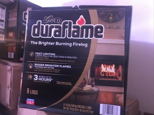 9 Duraflame Gold 3-hr Firelog Bigger Brighter Flame Fireplace Campfire Fire Pit - Fresh Stock Dated December 2025