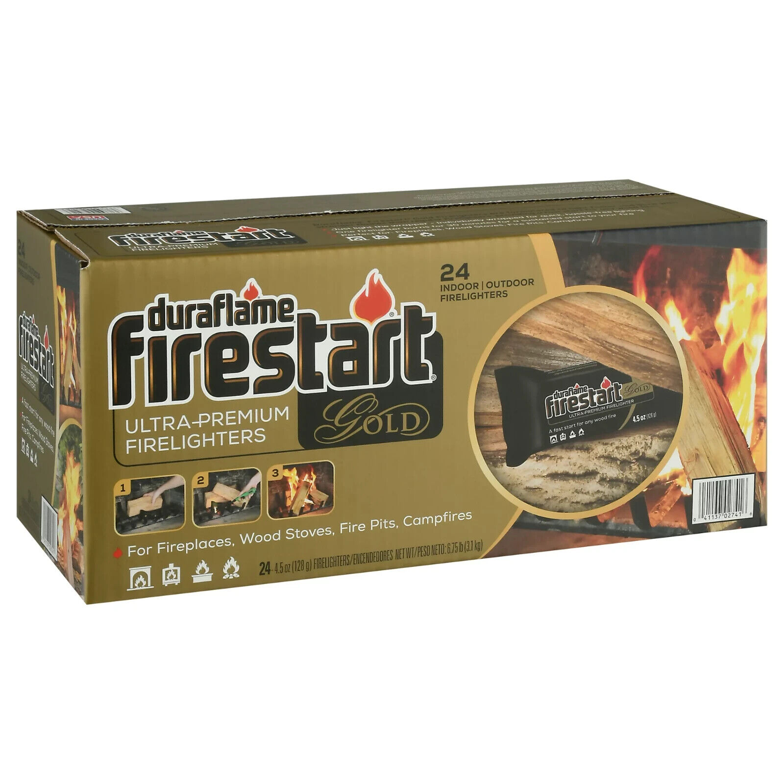 Duraflame Firestart Gold Ultra Premium 4.5Oz Fire Starters 24 Pk Logs Wood Stove - Fresh Stock Dated January 2026