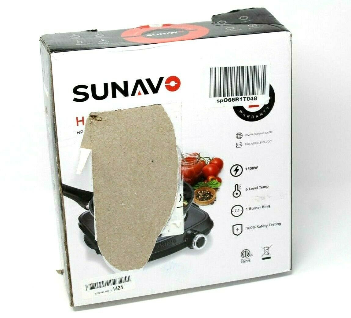 Sunavo 1500W Single Burner Hot Plate  HP102-D2 - Fresh Stock Dated February 2026