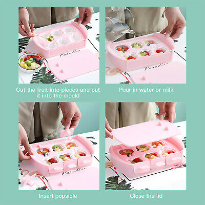 Popsicle Mold Ice Cream Pops Maker Cavities Silicone DIY Homemade Tray 6 Grids. - Fresh Stock Dated February 2026