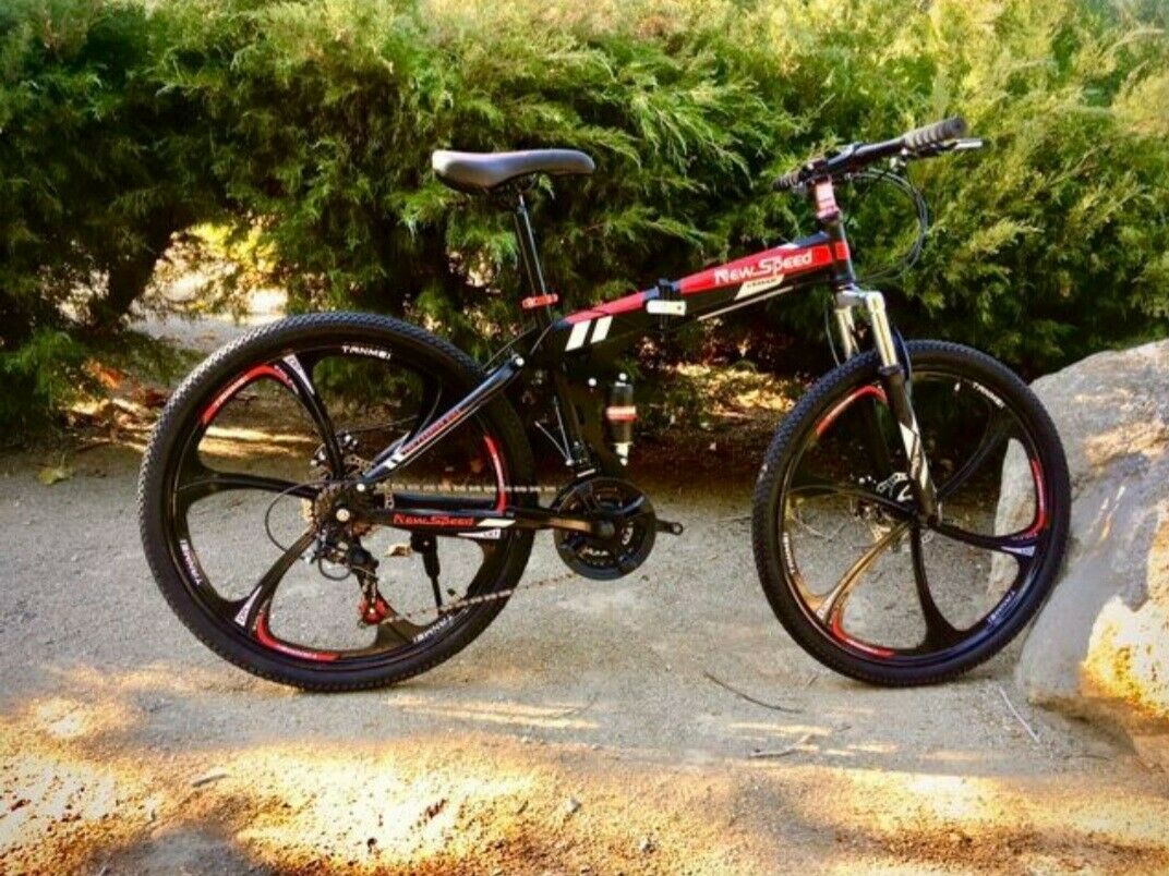 NEW FOLDING MOUNTAIN BIKE MTB 21 SPEED FULL SUSPENSION 26x17 - AUTHENTIC! - Fresh Stock Dated December 2025