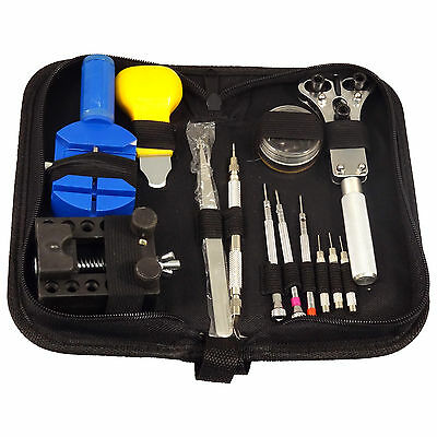 13 pc Watch Repair Tool Kit Zip Case Battery Opener Link Pin Remover Screwdriver - Fresh Stock Dated December 2025