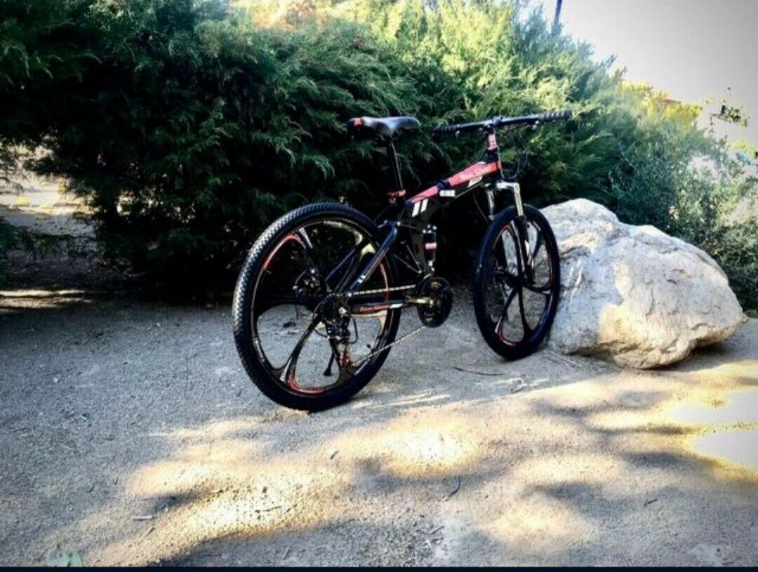 NEW FOLDING MOUNTAIN BIKE MTB 21 SPEED FULL SUSPENSION 26x17 - AUTHENTIC! - Fresh Stock Dated December 2025