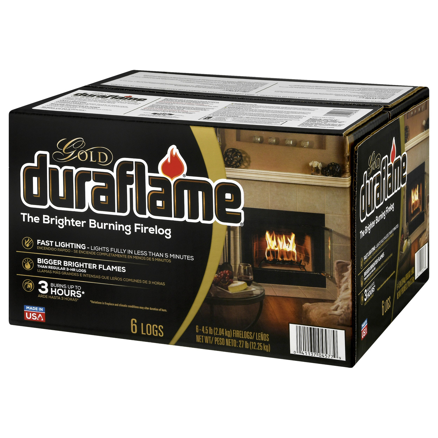 Duraflame Gold Ultra Premium 4.5Lb Firelogs, 6-Pack Case, 3 Hour Burn - Fresh Stock Dated January 2026