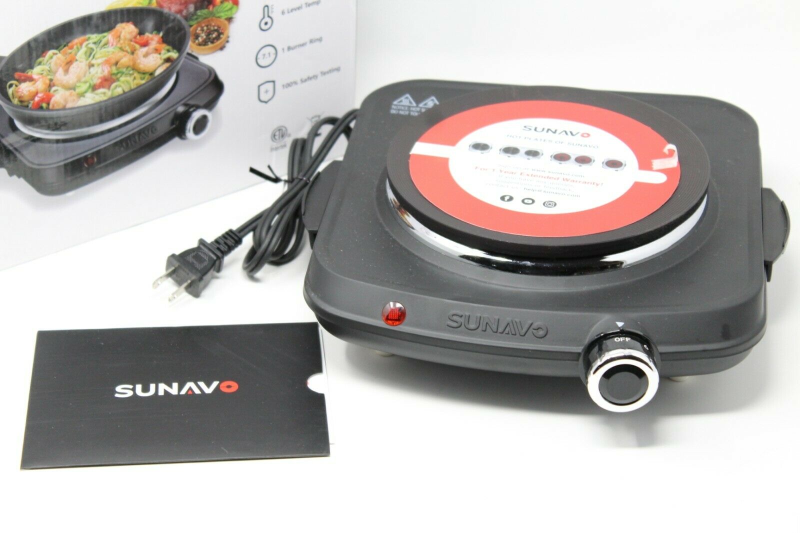 Sunavo 1500W Single Burner Hot Plate  HP102-D2 - Fresh Stock Dated February 2026