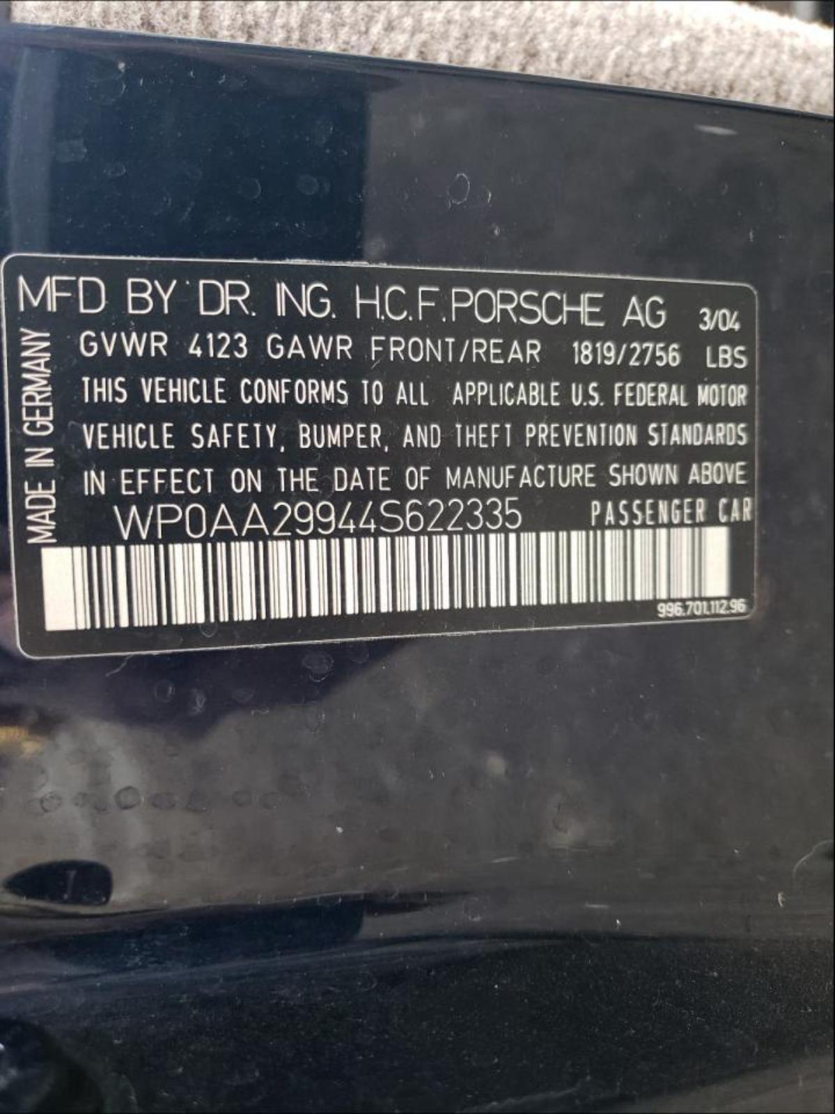 2002 03 04 PORSCHE 911 Carrera Manual MT (Transmission Assembly) AWD 85K Miles - Fresh Stock Dated December 2025