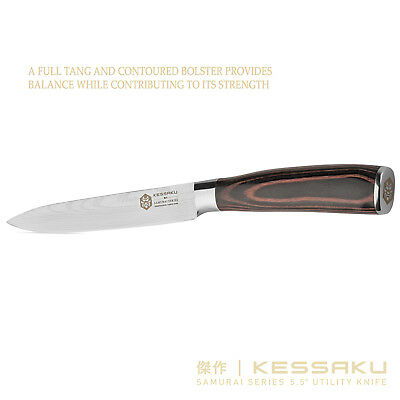 Kessaku 5.5-Inch Utility Knife - Samurai Series - High Carbon 7Cr17MoV Steel - Fresh Stock Dated January 2026